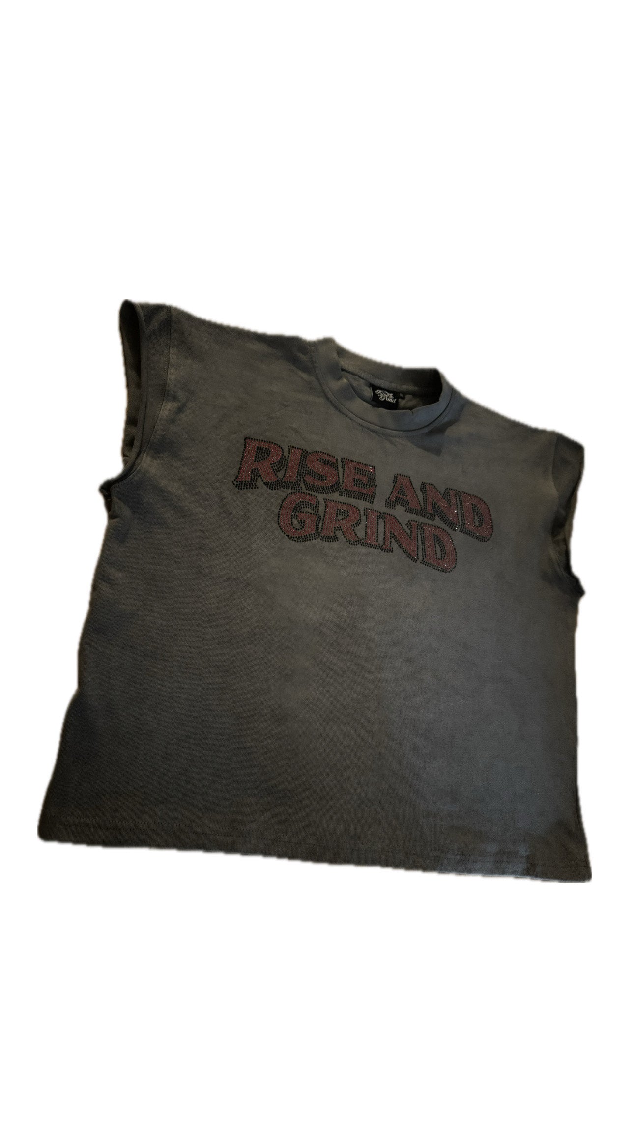 RISEANDGRIND SMOKE GRAY RHINESTONE TEE