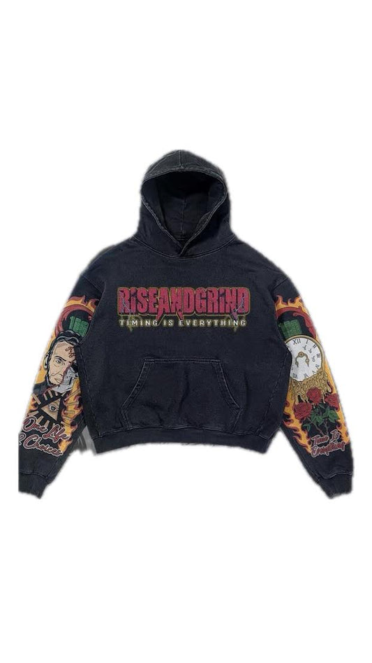 RISEANDGRIND ' TIMING IS EVERYTHING ' HEAVYWEIGHT PULLOVER HOODIE